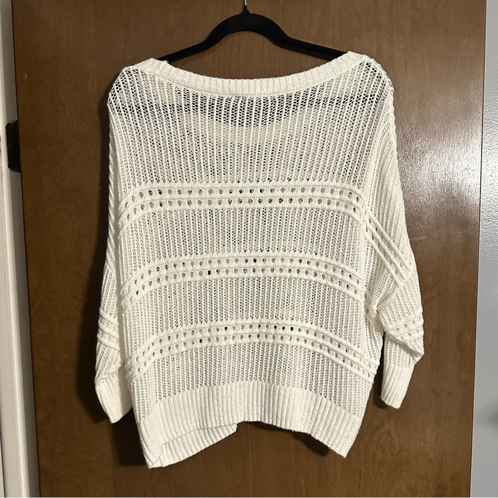 Express White Open-Knit Sweater - image 3